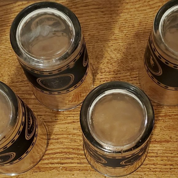 Vtg/MCM/Retro 1950/60s (6) High Ball Tumbler Glasses Black/Gold Barware-RARE - Picture 6 of 6